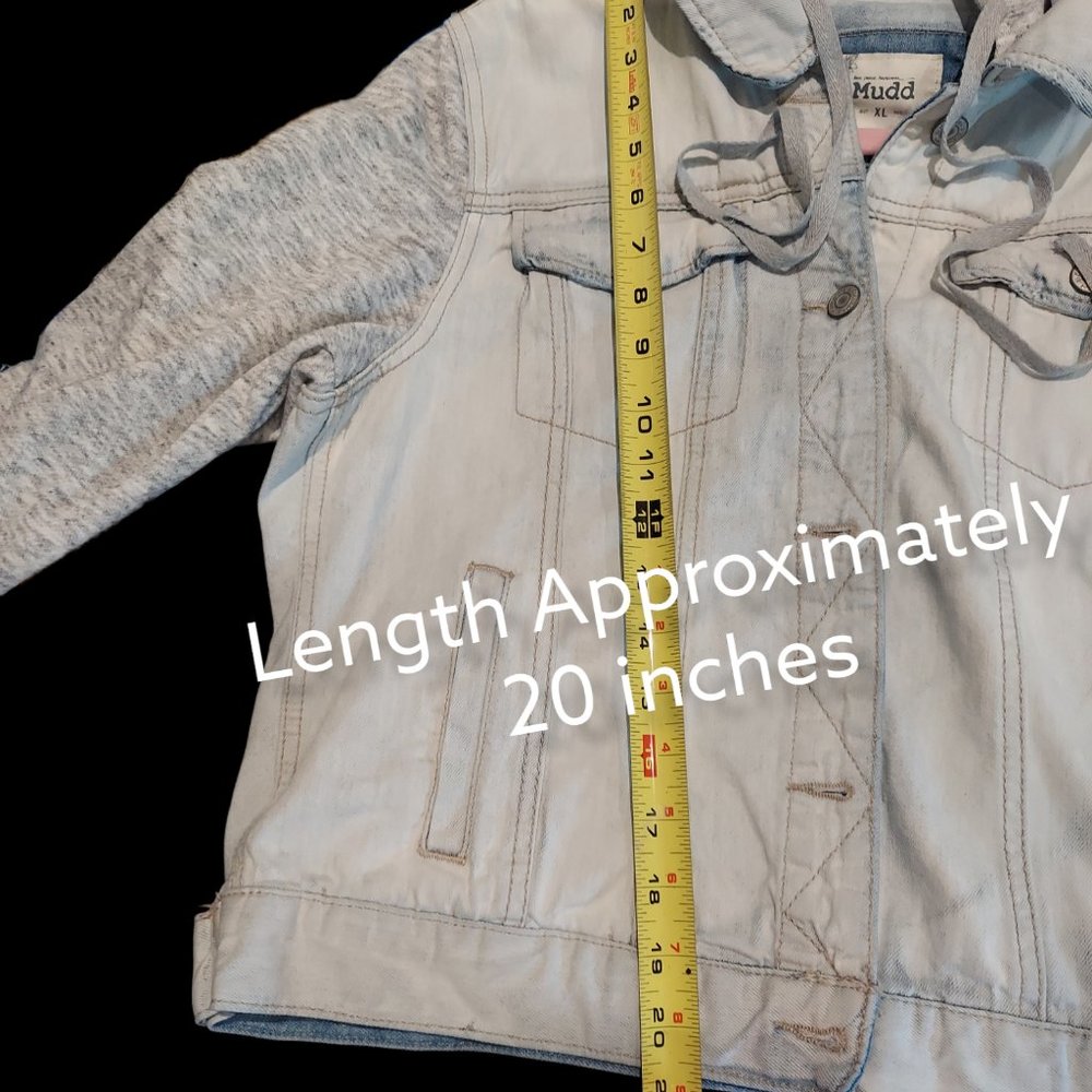 Mudd Jean Jacket Light Wash with Hood Junior's Size XL - Picture 3 of 5
